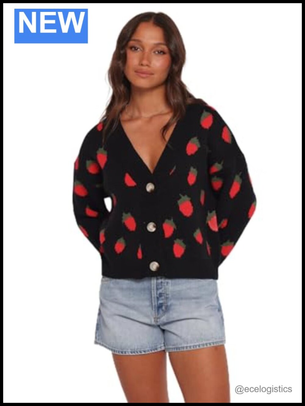 Cardigan Sweater Long Sleeve V-Neck Acrylic Nylon